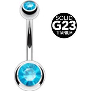 Piercing titanium steen aqua groot