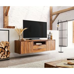 Tv-meubel Nook sheesham natuur 175 cm 2 deuren 2 laden zwevend