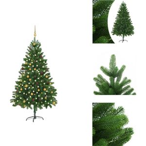 vidaXL Kunstkerstboom - Realistische PE Takken - 210 cm - Met LED-verlichting - Decoratieve kerstboom