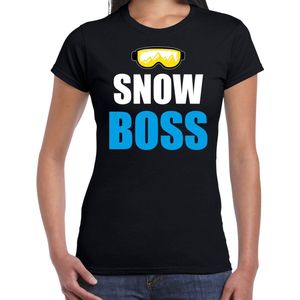 Apres ski t-shirt Snow Boss / sneeuw baas zwart  dames - Wintersport shirt - Foute apres ski outfit/ kleding/ verkleedkleding L