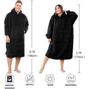 lange comfortabele sherpa-deken sweatshirt Ruige trui pluche warme gezellige deken één maat past iedereen,Unisex oversized draagbare deken hoodie voor vrouwen mannen