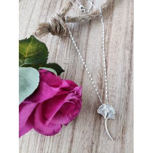 Hare Design Ginkgo Blad Ketting - Blad Zilver Verguld Ketting - Zilver Vergulde Messing - Gerecycled messing - Ketting - Luxe Sieraden - Accessoires - Liefdes Sieraden - Love Ketting - Dames Ketting - Valentijnsdag - Moederdag - Speciale Dagen