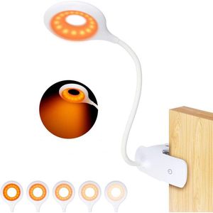 Boeklamp met Blauwlichtblokkering-dimbaar- USB-oplaadbaar- LED-Klemlamp- 360 graden flexibele klemlamp- draagbaar- 5 helderheidsniveaus- zwanenhals leeslamp voor slaapkamer & bureau