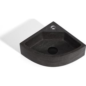 Mawialux toilet fontein - Natuursteen - 30x30x10cm - Hoekmodel - Zwart