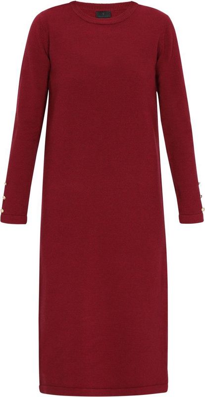DreiMaster - Classic - Gebreide Jurk - Bourgogne - 3/4 Lengte - Slanke Pasvorm