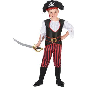 LUCIDA - Piratenpak met doodskop hoed voor jongens - L 128/140 (10-12 jaar)