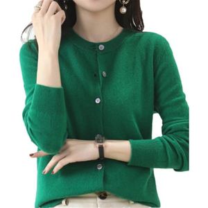 Kasjmier cardigan voor dames met ronde hals - Lange mouwen - Zachte, gebreide overtrokken trui