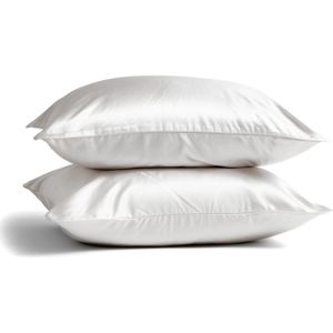 2x Zijden Kussensloop 45x65cm Wit Ritssluiting 22 Momme - Kussensloop set - Luxe Silk Kussensloop 100% moerbei zijde - Zijde kussensloop - Silk Heaven - 45x65cm (voor ergonomische kussens 40x60cm) / Ritssluiting