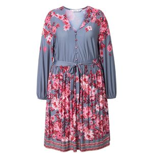 MIAMODA MIAMODA - Dames - Jurk A-lijn bloemenprint lange mouwen - Loodgrijs - Maat 42