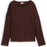 TOM TAILOR - Shirt - Donkerbruin - Lange Mouw - Losse Pasvorm