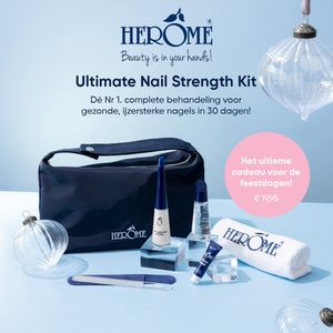 Herome Ultimate Nail Strength kit - (gift) set met Nail Hardener Strong, Glass Nail File Travelsize, Caring Nail Polish Remover, Cuticle Cream