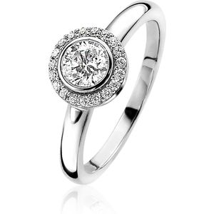 ZINZI zilveren aanschuifring rond wit ZIR1392