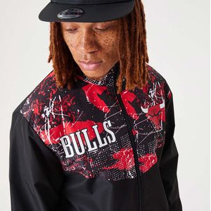 New Era Track Jacket - Chicago Bulls - NBA - Maat XL - All Over Print Black - Tussenjas Heren - Zomerjas Heren