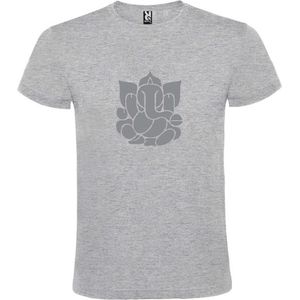Grijs  T shirt met  print van de ""heilige Olifant Ganesha "" print Zilver size XS