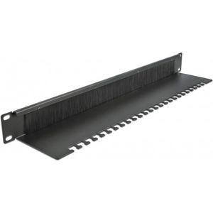 19 ″ kabelbeheersborstelstrook met kabelsteunplaat 1u zwart