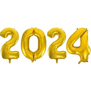 Folieballon 2024 goud 41cm | Oud & Nieuw Versiering | Nieuwjaar ballonnen