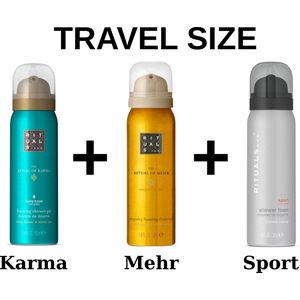 Rituals Combi Set - Travel Shower Gels - Karma 50 ml - Mehr 50 ml - Sport 50 ml - Doucheschuim - Douchgels + Gift Bag