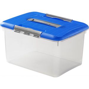 Curver Optima Opbergbox - 15 liter - Kunststof - Transparant / Blauw