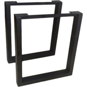 U tafelpoot eettafel metaal 8x4 cm Set - Zwart