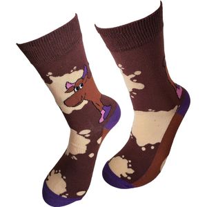 Verjaardag cadeau - Koe sokken - Chocolade melk - Boerderij sokken - Boer - valentijn cadeau - aparte sokken - grappige sokken - leuke dames en heren sokken - moederdag - vaderdag - Sokken waar je vrolijk van wordt - Maat 37-44