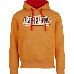 King Kerosin Never Fuck A Fucker Hoodie Heren Trui met capuchon - oranje - XL