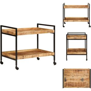 vidaXL Keukentrolley - Keukentrolleys - Groentenkar - Keuken Trolley - Keukentrolley 80x55x70 cm massief ruw mangohout