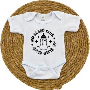 Romper | NO SLEEP CLUB - baby - newborn - grappig - tekst - zwanger - zwangerschap - zwangerschapsaankondiging | wit | maat 68