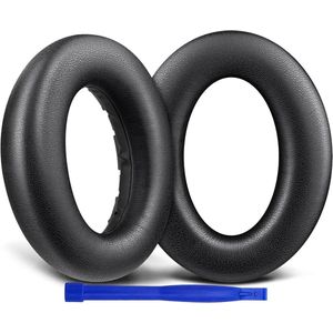 Vervangende Oorkussens voor Sennheiser Draadloze Hoofdtelefoon Earpads Cushions met Zacht Eiwitleer Hoge Densiteit Schuim - Zwart