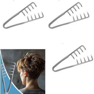 3-Stuks Fluffy Texture Comb - Haarstylingkam - Hoog Schedel Artefact - Ponystylingkam - Kam - Haarverzorgingskam - Kam met brede tanden - Lengte 20 cm - Krullend en dik haar - Geschikt voor dagelijkse styling, als cadeau - Grijs