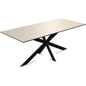 Melamine eettafel beige - Recht - Matrix ultra dun onderstel