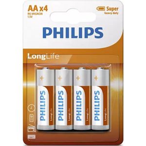 Philips batterij Longlife AA R6 12x4st