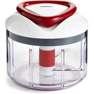 Easy Pull Handmatige Keukenmachine - Kunststof Roestvrij Staal - Wit Rood - Voedselhakker Groentesnijder - Vaatwasserbestendig - 5 Jaar Garantie