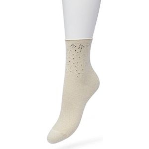 Bonnie Doon Dames Sokken met Strass Steentjes maat 36/42 Goud - Glitters en Strass Steentjes - Feestelijk - Feestdagen Sok - Zacht en Zeer Comfortabel - Uitstekende Pasvorm - Lurex Glitters - Glitter Sokken - Goudkleurig - Gold - LL201105.232