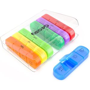 Geasy - Pillendoos voor 7 Dagen - Overzichtelijk Medicijndoosje - 4 Vakken