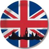 Papieren United Kingdom thema party borden 30x stuks - Union Jack vlaggen feestartikelen