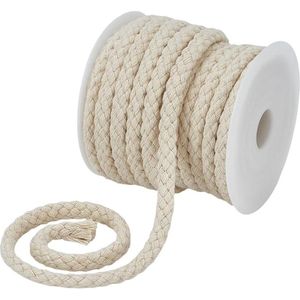 Braided Cotton Band with Empty Plastic Spool 10 mm Wide - Floral Pattern White Braided Cotton Band for Bag Handles Sewing Crafts