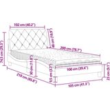 vidaXL - Bed - met - matras - fluweel - lichtgrijs - 100x200 - cm