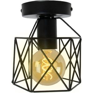 LIMITHES-Soof - Industriële plafondlamp - Zwart - Metaal - Plafonnière - Led - Draadlamp