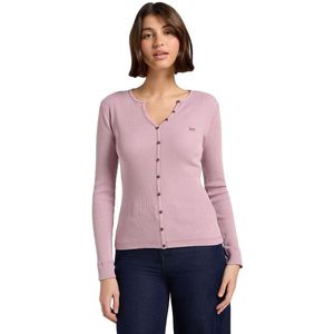 Lee - Washed Waffle Henley - T-shirt - Plumberry - Lange Mouwen