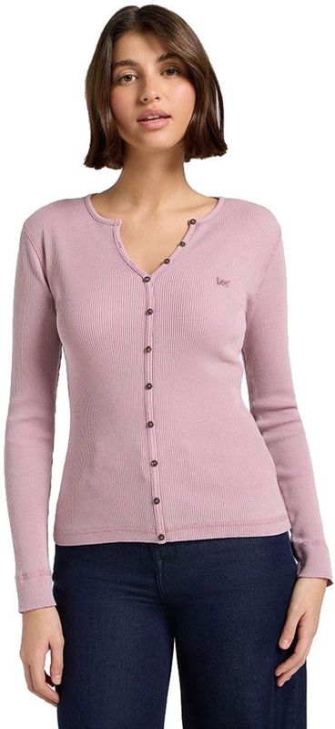 Lee - Washed Waffle Henley - T-shirt - Plumberry - Lange Mouwen