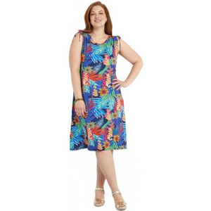 Korte tankjurk met tropische bloemen