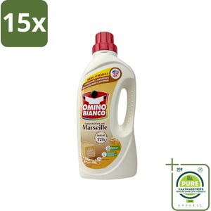 15 x Omino Bianco - Marseille - Wasmiddel - Natuurlijke Zeep - Witte & Gekleurde Was - 37 Wasbeurten - Grootverpakking - Marseille Zeep - Wasmiddel - Natuurlijke Zeep - Vlekkenverwijderaar - Wasparfum
