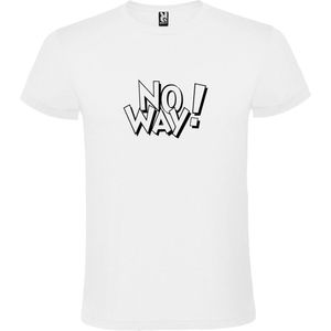 Wit t-shirt met tekst ''NO WAY'' print Zwart  size 4XL