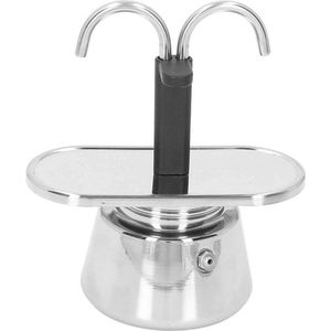 100ml Moka Pot - Dual Pipe Design - Roestvrijstalen Koffiezetapparaat - Italiaanse Espresso Maker - Kookplaat - 2 Kops - Camping Koffie Pot