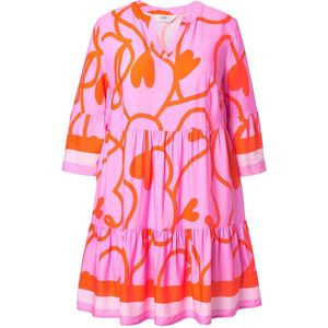 Angel of Style Angel of Style - Dames - Tuniek lang model lijnmotief volants - Hibiscusrood - Maat 44