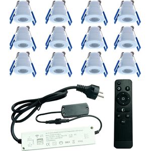 Begaman Inbouw Spot Dimbaar Voor Overkapping - Complete Set Van 12 LED Spots - Verlichting voor Veranda