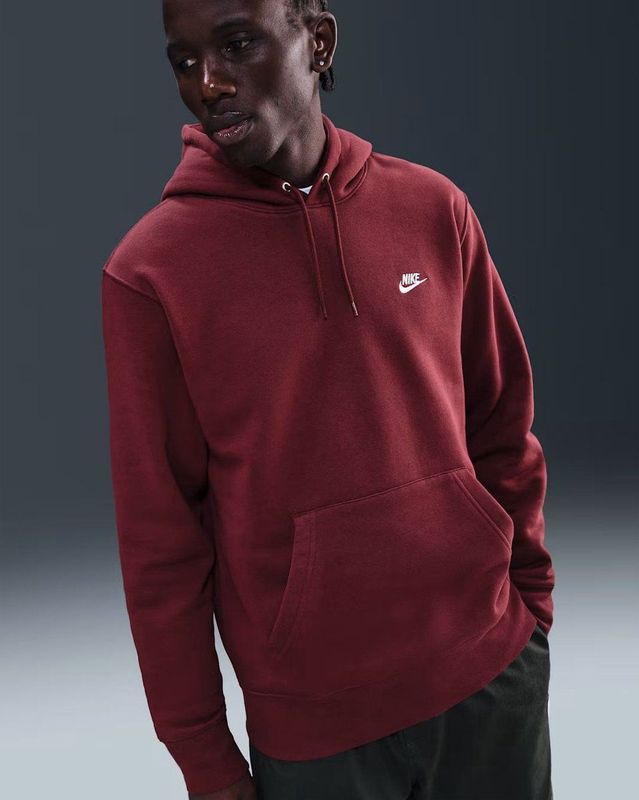 Nike - Club - Pullover Fleece Hoodie - Rood - Heren