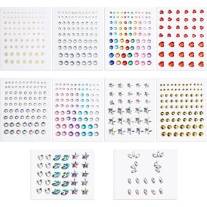 Sieraden Stickers Zelfklevend Gezichts Diamanten - Strasstenen Parelstickers - Festivalfeest (Diverse Stijlen)