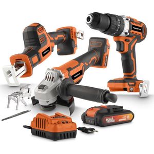 Powerplus - Dual Power - POWDPBOX01 - Borstelloos - Set elektrisch gereedschap thuis - 3 items - incl. 1 batterij 20V 4.0Ah en lader - 1 acc.