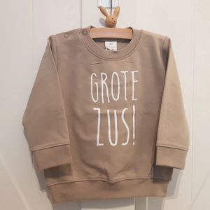 Sweater trui voor kind meisje - Big Sister - Maat 80 beige zand - grote zus - Zwanger - Geboorte - Gezinsuitbreiding - Aankondiging - Cadeau - Zwangerschapsaankondiging - Girl
